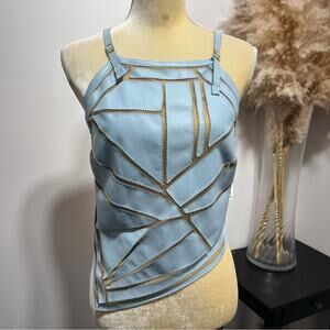Hettabretz Vintage 2000’s Mesh/Sheepskin Asymmetric Top Size US 10 IT 44 NWT